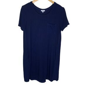Splendid short sleeve tee shirt dress side pockets navy small